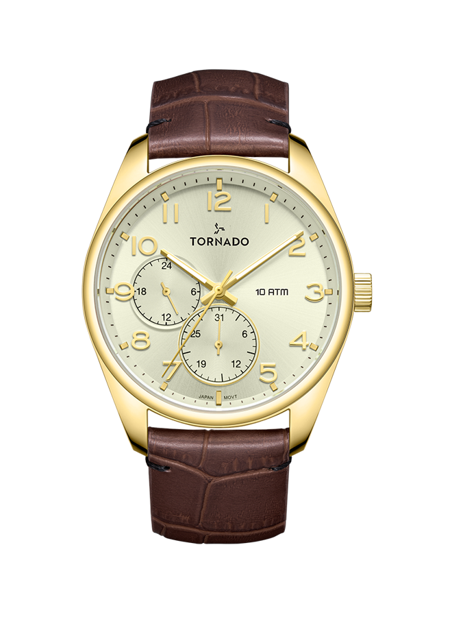 TORNADO Men's Multi Function Champagne Dial Watch - T25102-GLDC