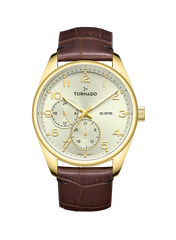 TORNADO Men's Multi Function Champagne Dial Watch - T25102-GLDC