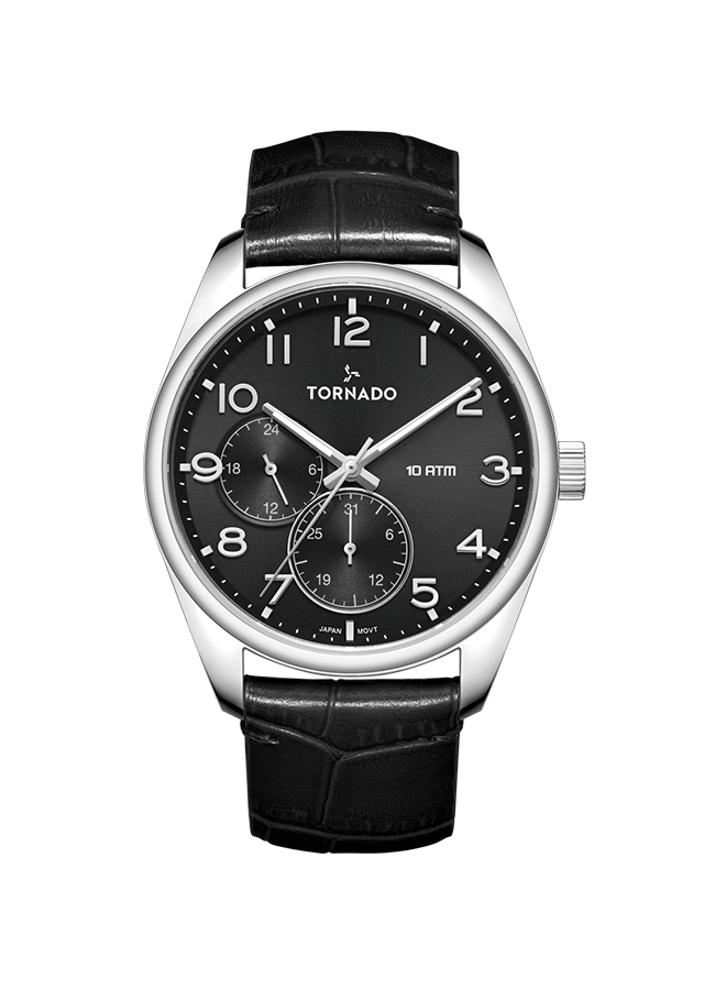 TORNADO Men's Multi Function Black Dial Watch - T25102-SLBB