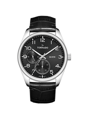 TORNADO Men's Multi Function Black Dial Watch - T25102-SLBB