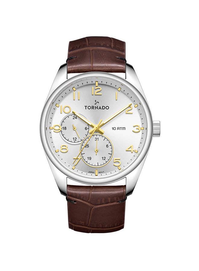TORNADO Men's Multi Function White Dial Watch - T25102-SLDW
