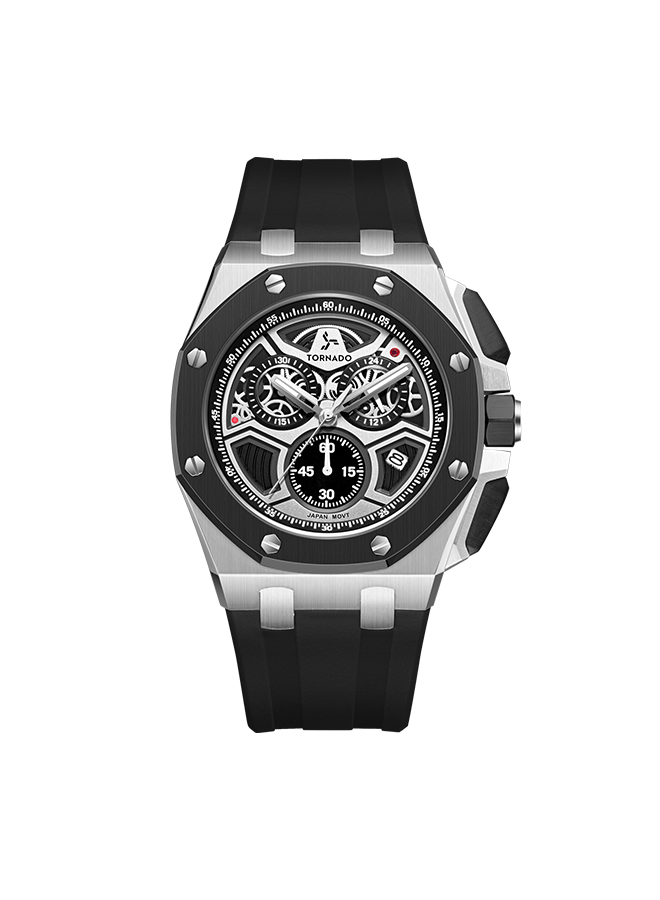 TORNADO Men's Chronograph Black Dial Watch - T25103-SSBB
