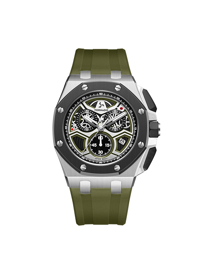 TORNADO Men's Chronograph Green with Black Dial Watch - T25103-SSHHB