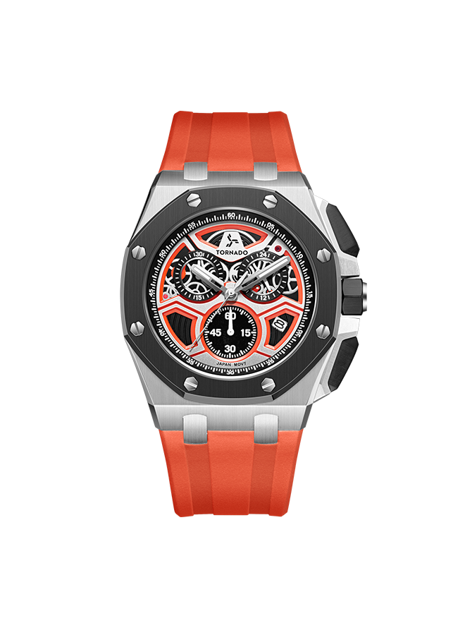 TORNADO Men's Chronograph Red with Black Dial Watch - T25103-SSRRB