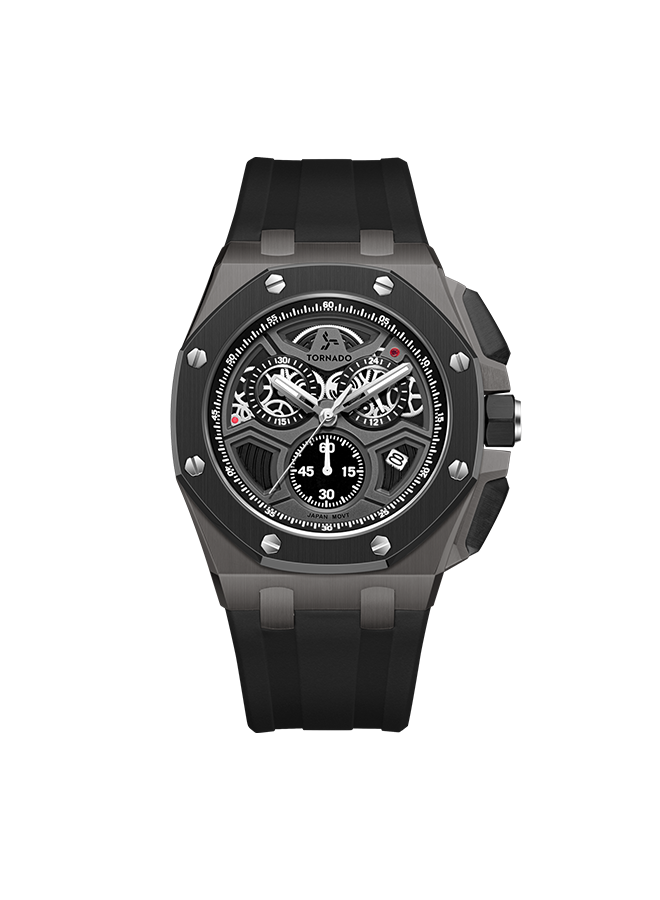 TORNADO Men's Chronograph Gun metal with Black Dial Watch - T25103-XSBXB