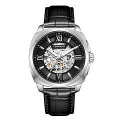 Tornado Men's Automatic Black Dial Watch - T7316-SLBB